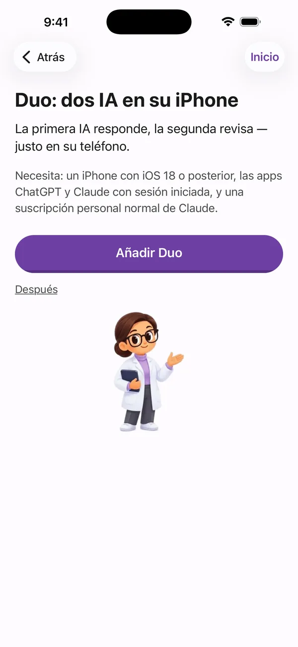 Poly A1, la pantalla Duo: dos IA en tu iPhone, la primera responde, la segunda revisa.